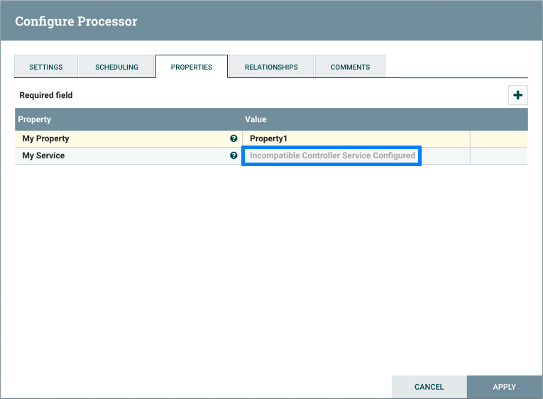 Processor and Controller Service Version Mismatch Property